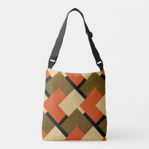 Bolso Cruzado Cuadrados Geométricos Retro: Patrón Vintage.