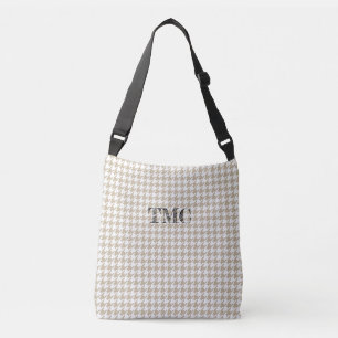 Bolso Cruzado Cuadro Escocés Beige Blanco INICIALES Preppy Chic