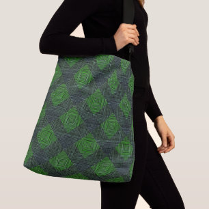 Bolso Cruzado Cuadros inclinados de negro y verde o estilo de aj