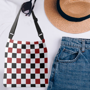 Bolso Cruzado Cuadros Negro Rojo Blanco