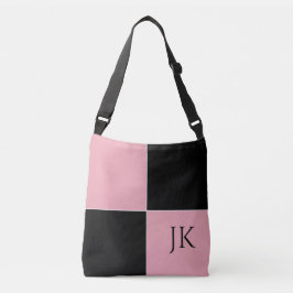 Bolso Cruzado Cuadros rosas y negros 