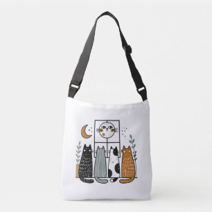 Bolso Cruzado Cuatro gatos mirando la luna llena
