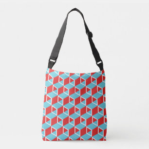 Bolso Cruzado Cubos isométricos: Fondo Vintage colorido.