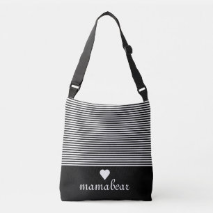 Bolso Cruzado Cuerpo de crudos rayado en blanco y negro