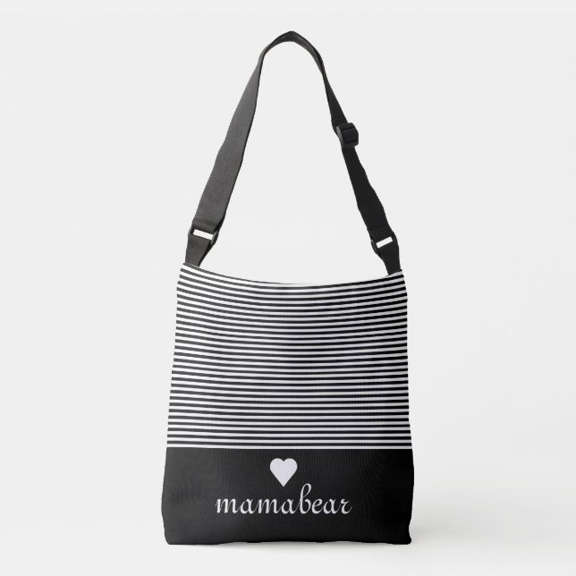 Bolso Cruzado Cuerpo de crudos rayado en blanco y negro (Anverso)