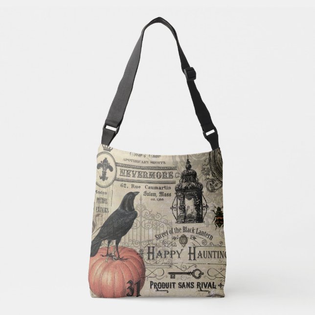 BOLSO CRUZADO CUERVO Y CALABAZA MODERNOS DE HALLOWEEN DEL (Anverso)
