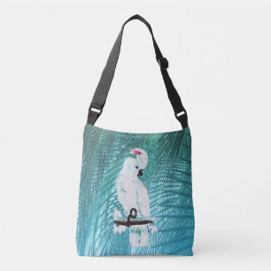Bolso Cruzado Cuidada cacatúa blanca hojas tropicales de palma