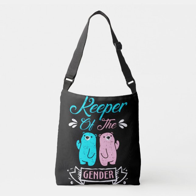 Bolso Cruzado Cuidadora del oso de peluche rosa y azul de género (Anverso)