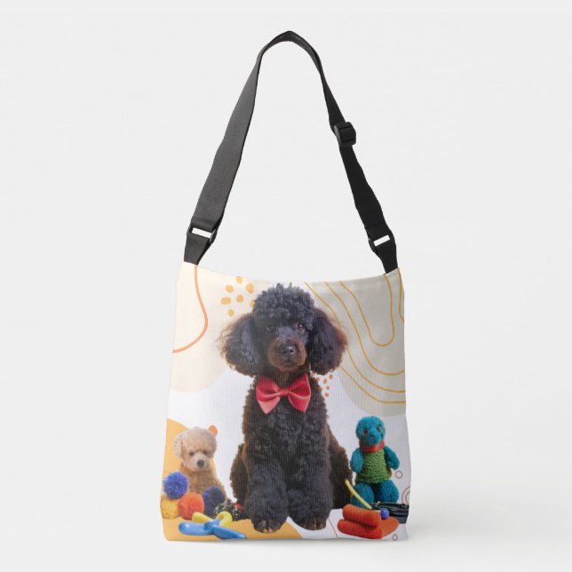 Bolso Cruzado Cuidadosamente negro caniche Chenille Tote Bag (Anverso)