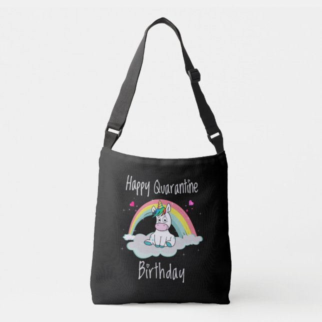Bolso Cruzado Cumpleaños de Cuarentena Unicornio arcoíris (Anverso)