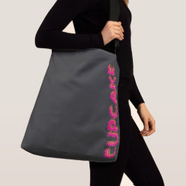 Bolso Cruzado Cupcake Rosa Texto Personalizado Negro