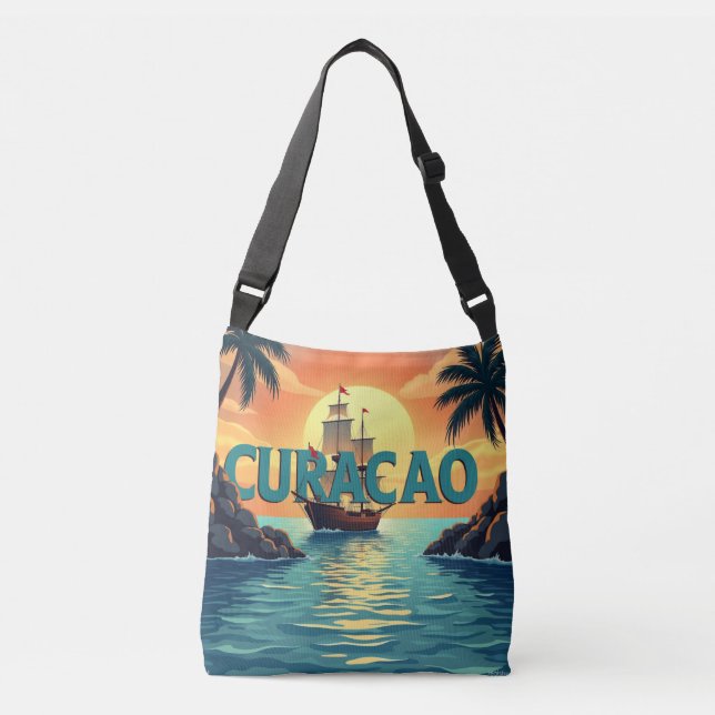 Bolso Cruzado Curacao sailing ship sunset (Anverso)