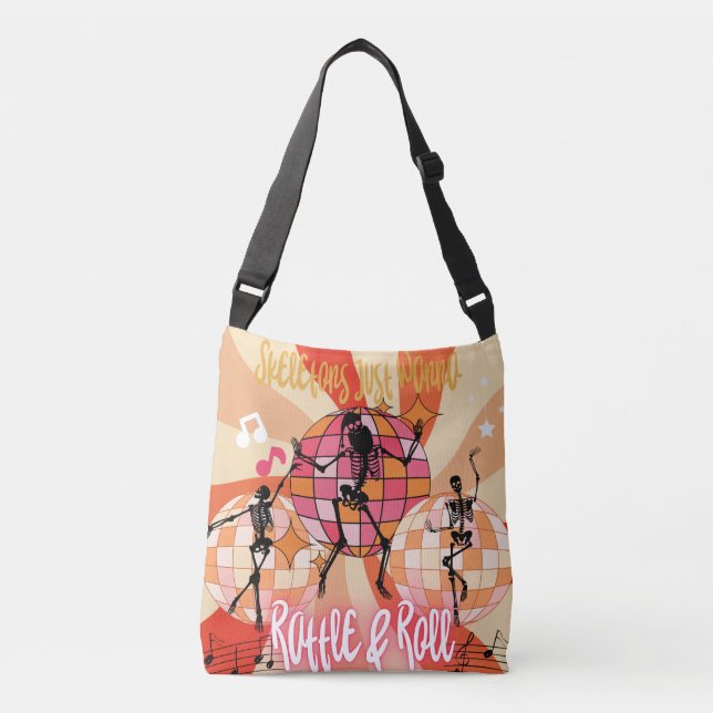 Bolso Cruzado Curiosos esqueletos solo quieren rattle&Roll (Anverso)