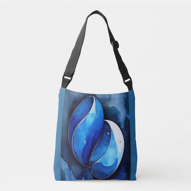 Bolso Cruzado Curvas marinas de cobalto (Anverso)