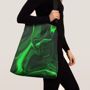 Bolso Cruzado Curvas y pliegues de color verde sobre fondo oscur