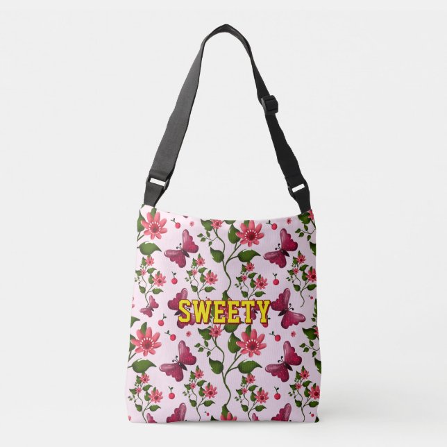 Bolso Cruzado Custom floral butterfly pattern  (Anverso)
