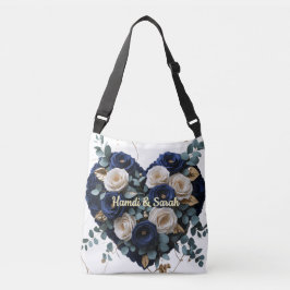 Bolso Cruzado Custom Navy Gold Floral Monogram Crossbody Bag