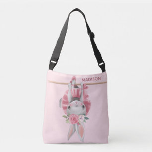 Bolso Cruzado Cute Ballerina Pink Ballet Bunny Personalizado