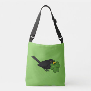 Bolso Cruzado Cute Blackbird con Shamrock Clover Personalizado