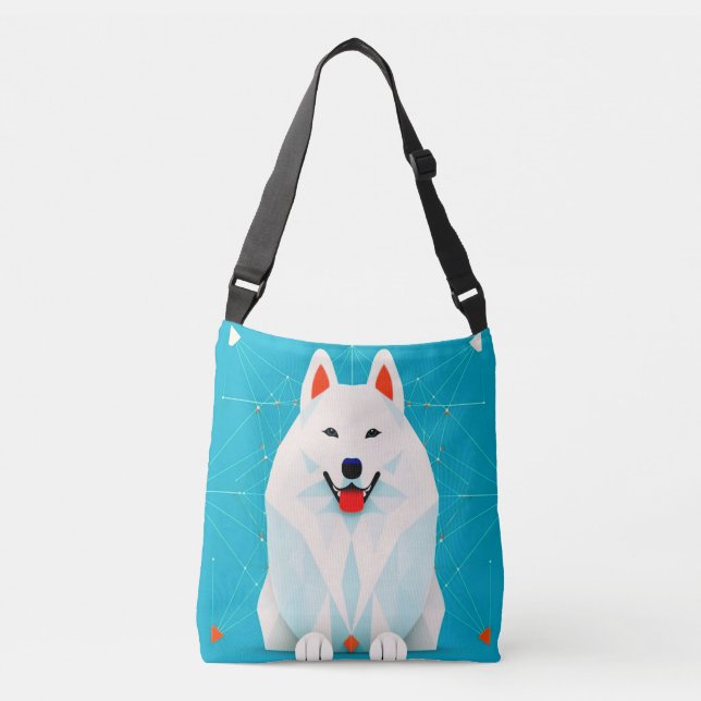 Bolso Cruzado Cute Boho Resumen Arte Samoyen Perro Cachorro (Anverso)