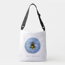 Bolso Cruzado Cute Bumblebee en la naturaleza de las flores azul
