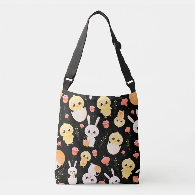 Bolso Cruzado Cute Easter Chicks & Bunnies Seamless Pattern  Orn (Anverso)
