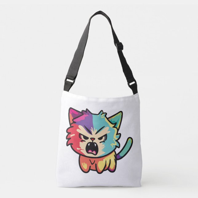 Bolso Cruzado Cute el silbido de un gato enojado. (Anverso)