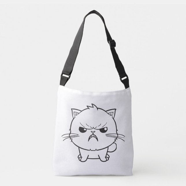 Bolso Cruzado Cute el silbido de un gato enojado. (Anverso)