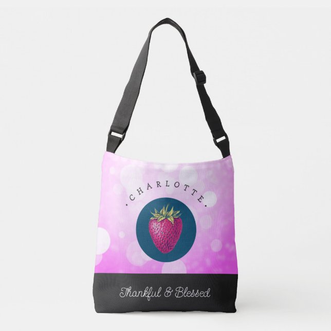 Bolso Cruzado Cute Gracias y bendita fresa agrega tu nombre (Anverso)