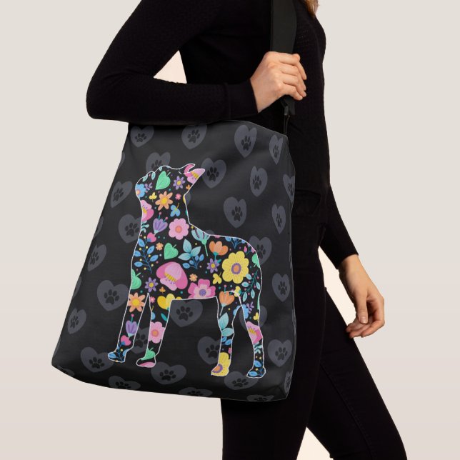 Bolso Cruzado Cute Love My Boston Terrier diseño floral (Detalle)