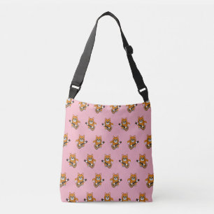 Bolso Cruzado Cute Orange White Cat Playing Guitar Cartoon