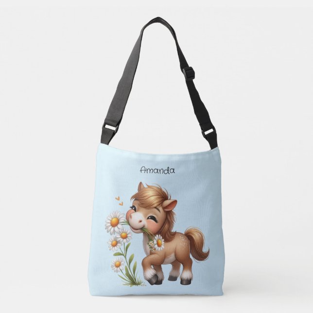 Bolso Cruzado Cute Pony Eating Daisies (Anverso)