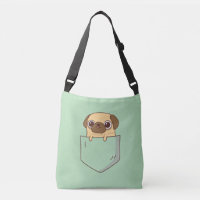 Cute Pug Doodle en Bolsillo Verde Falso