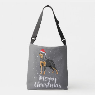 Bolso Cruzado Cute Rottweiler Santa Hat Feliz Navidad