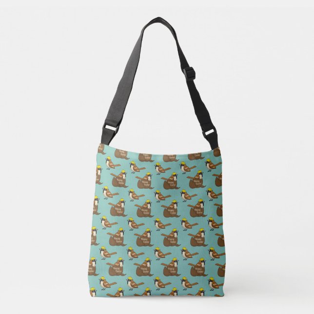 Bolso Cruzado Cute Sparrow Chocolate Egate Happy Easter Pattern (Anverso)