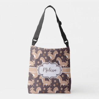 Bolso Cruzado Cute Squirrels y Acorns Nombre personalizado