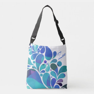 Bolso Cruzado Cuto Artsy Aqua Blue, Púrpura Patrón de acuarela