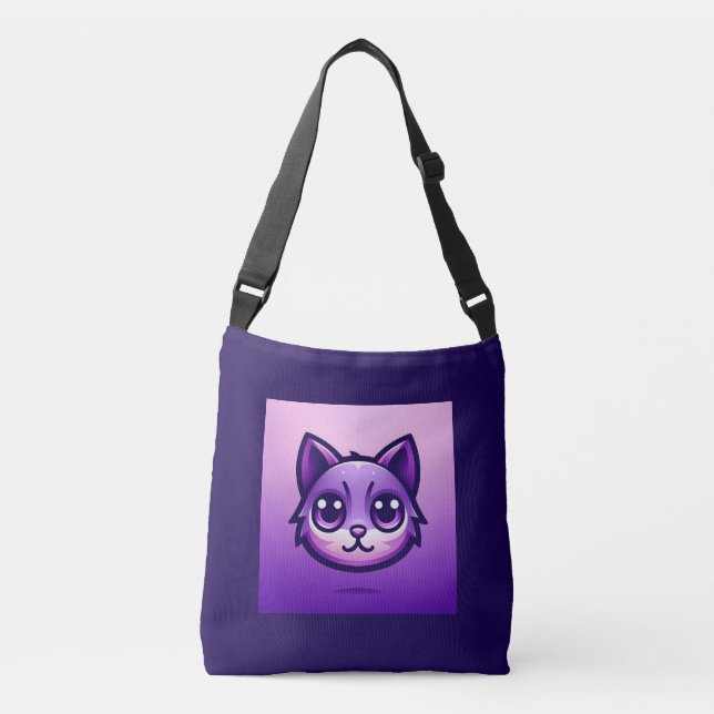 Bolso Cruzado Cuto Purple Cat Face (Anverso)