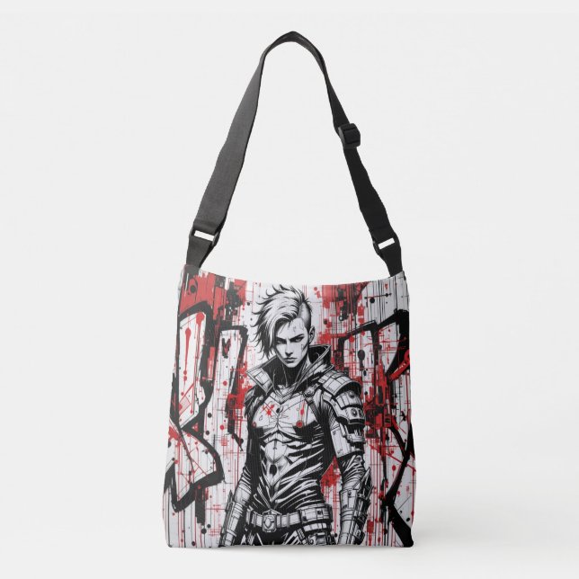 Bolso Cruzado Cyberpunk Warrik Graffiti Crossbody Bag (Anverso)