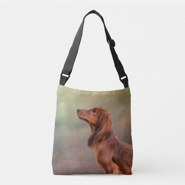 Bolso Cruzado Dachshund de raza de perro dibujante (Anverso)