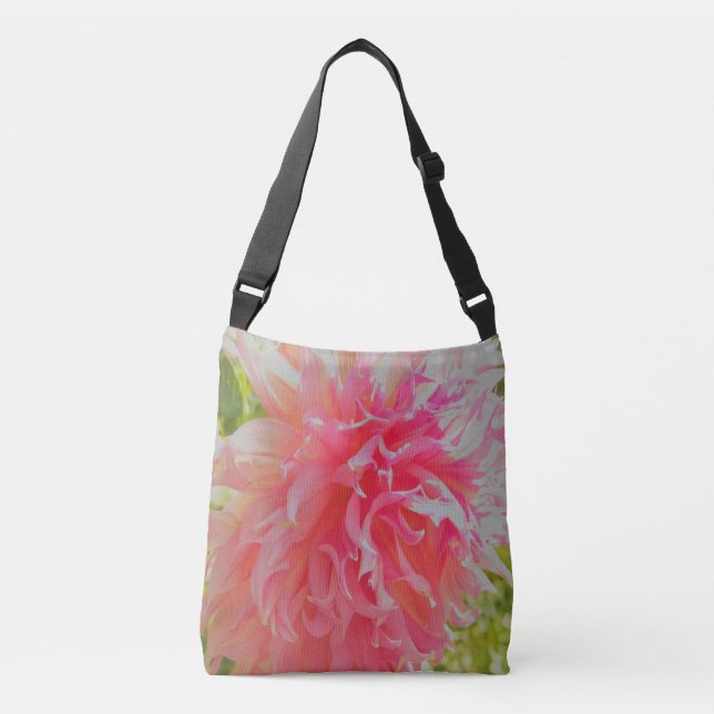 Bolso Cruzado Dahlia decorativa elegante de coral y rosa (Anverso)