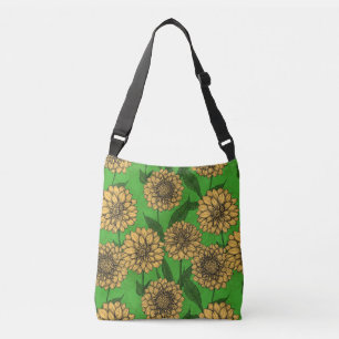 Bolso Cruzado Dahlias en amarillo y verde