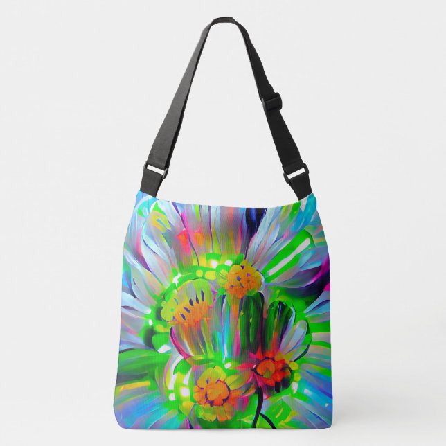 Bolso Cruzado Daisies abstractos neones con colores vivos (Anverso)