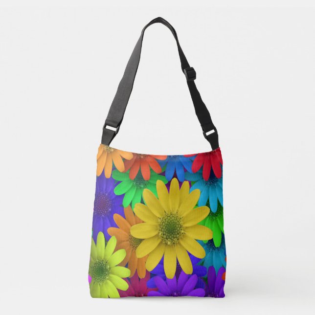Bolso Cruzado Daisies de colores vivos (Anverso)