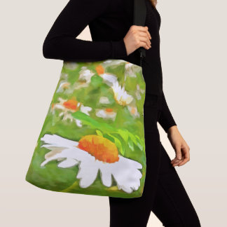 Bolso Cruzado Daisies del jardín blanco brillante y brillante ar