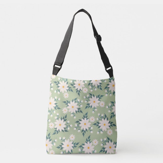 Bolso Cruzado Daisies sobre el fondo verde pastel (Anverso)