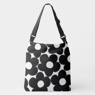Bolso Cruzado Daisises retro blanco y negro #1 #decoración #arte