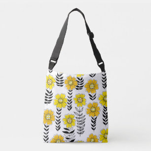 Bolso Cruzado Daisy doodles en amarillo y negro