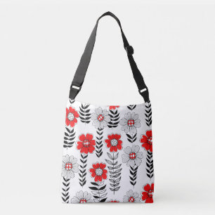 Bolso Cruzado Daisy doodles en rojo y negro