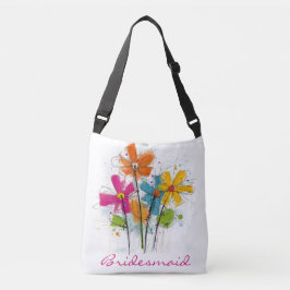 Bolso Cruzado Dama de honor de flores silvestres acuarela capric